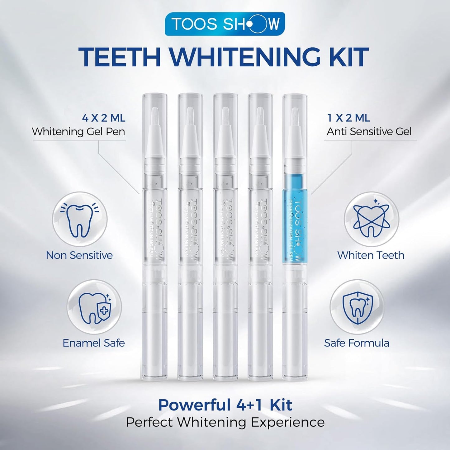 Teeth Whitening Kit for Sensitive Teeth,with 4 Carbamide Peroxide Pen & 1 Remineralization Pen,LED Accelerator Light Non,Tooth Whitener Professional Oral Care Gently Yet Effectively Removes Stains