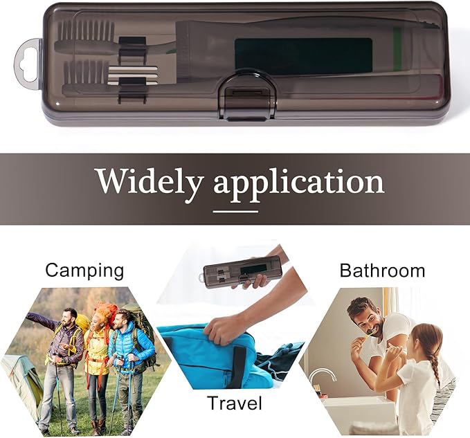 Toothbrush Travel Case 2 Pack, Clear Black Toothbrush Case Holder Travel Size Plastic Toothbrush Holder Toothpaste Storage Container Portable for Traveling, 7.87 x 2.36x 1.18”