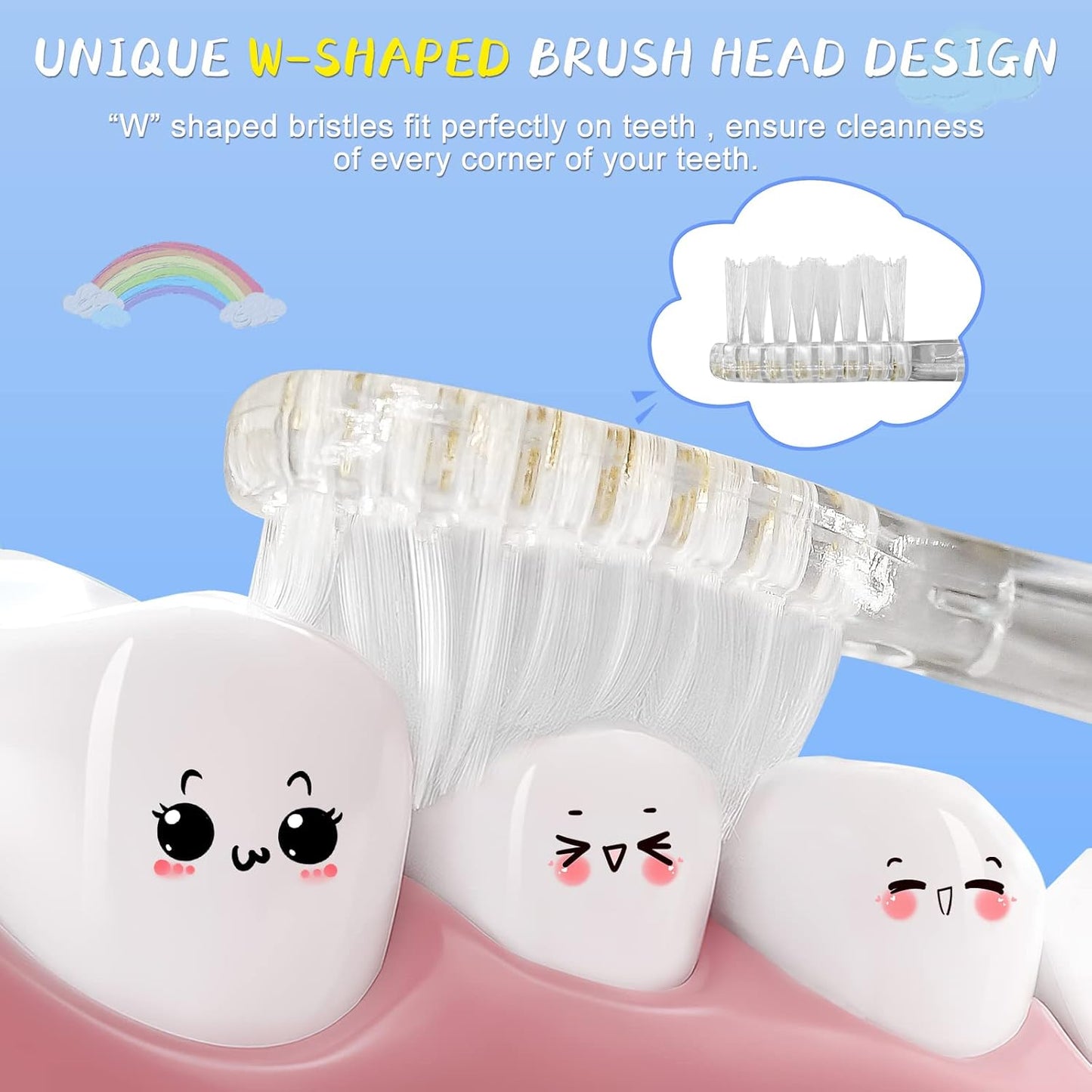 Teeteck 5 Pack Kids Toothbrush Replacement Heads Compatible with SEAGO SG513/SG977/SGEK6, DadaTech DT-K6/DT-BB1/DT-977, Brush-Baby WildOnes(Ages 3years+/Transparent)