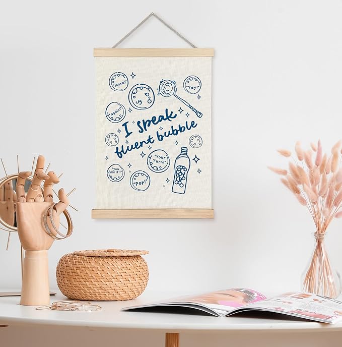 Yomisex Blue Speech Therapy Wall Art Poster, Speech Therapist Gift, Slp Gifts, I Speak Fluent Bubble Mental Health Wall Art Framed for Counselor Therapy Office Decor, 12x16 Inch