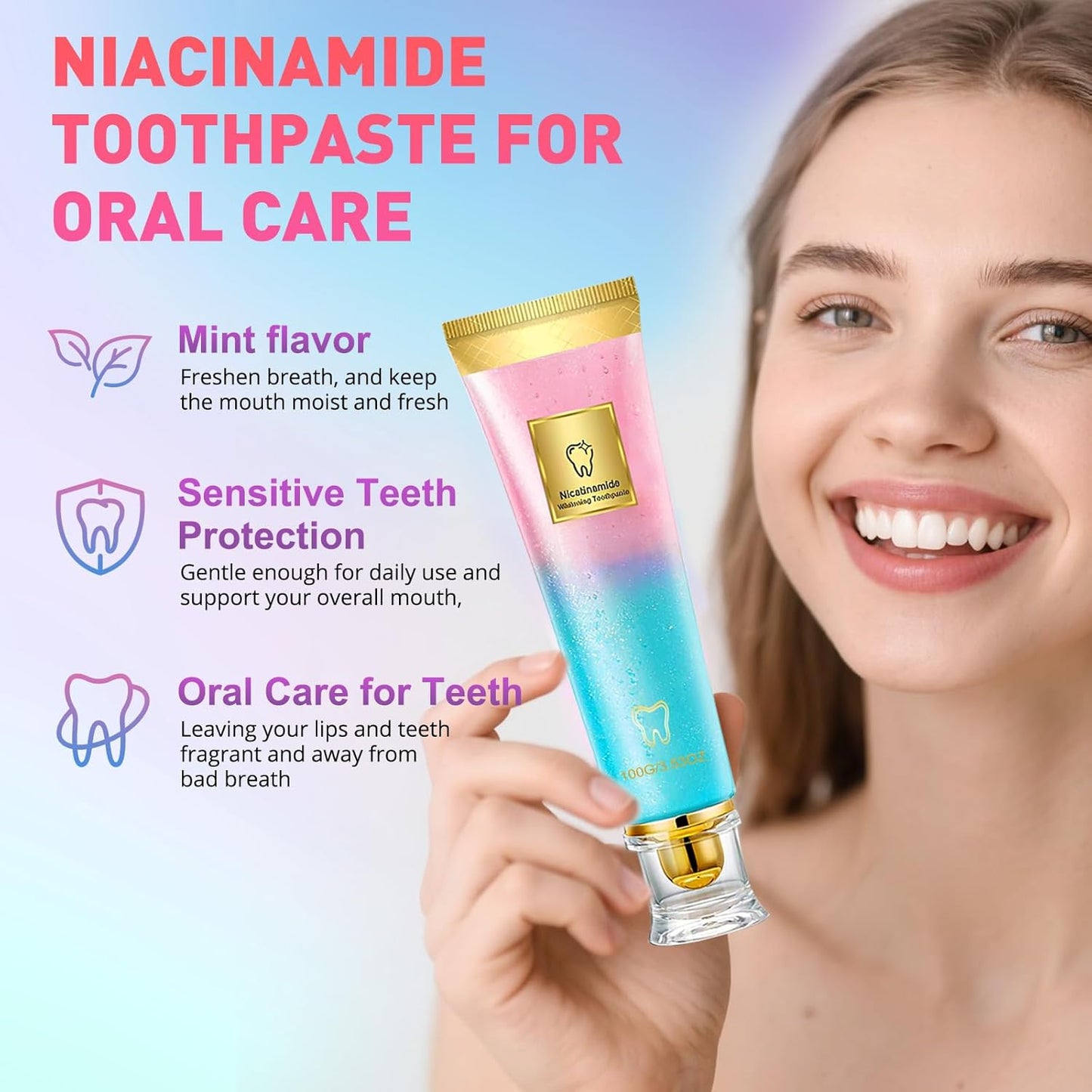 2Pcs Niacinamide Whitening Toothpaste, Bright White Toothpaste for Fresh Breath, Nicotinamide Dazzling White Toothpastes, Removal Tooth Stains, Complete Care Dazzling White Toothpastes