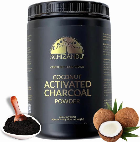 Organic Charcoal Powder by Schizandu - Activated Charcoal Natural, Vegan, Organic, GMO Free - Large Bottle 25 oz Powder