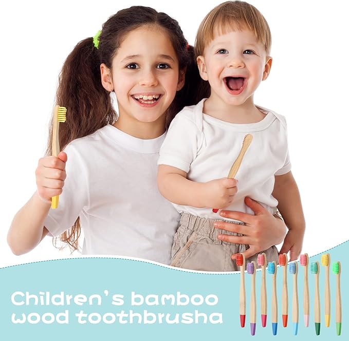 20 Pieces Kids Bamboo Soft Bristles Toothbrushes Toddler Toothbrush Manual Travel Toothbrushes for Kids Children Home School Travel Teeth Oral Dental Care, 5.7 Inch, Individually Wrapped