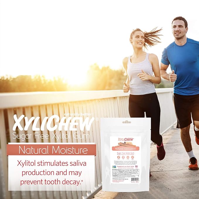 Xylichew 100% Xylitol Chewing Gum - Non GMO, Non Aspartame, Gluten Free, and Sugar Free Gum - Natural Oral Care, Relieves Bad Breath and Dry Mouth - Cinnamon, 500 Count