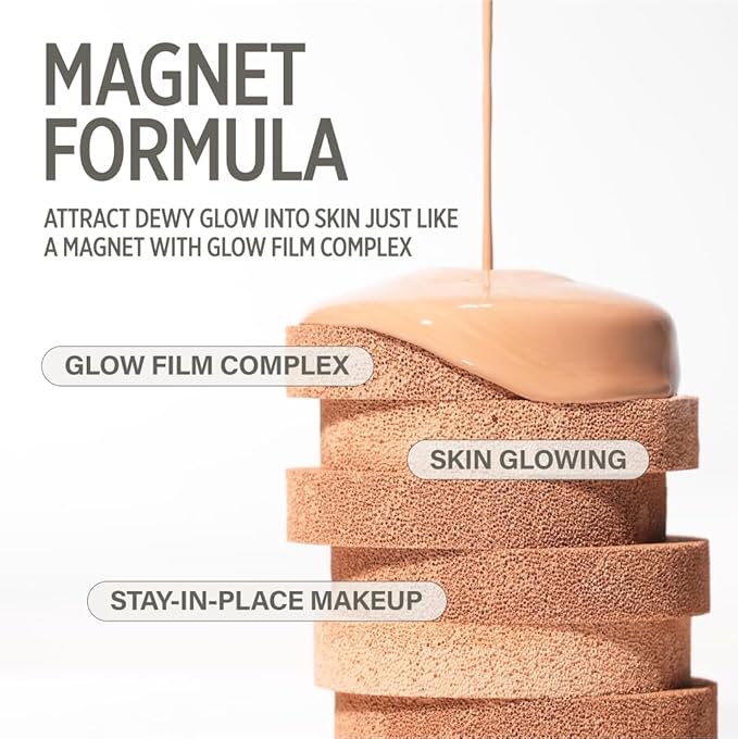 KEYTH PINK MAGNET CUSHION #02 LIGHT BEIGE (15G, 0.52 OZ.) / Magnetic Adherence, Dewy Radiance, 78% moisture essence, Glow Film Complex, Skin Film Polymer