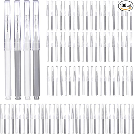 Patelai 100 Pieces Braces Brush for Cleaner Interdental Brush Toothpick Dental Tooth Flossing Head Oral Dental Hygiene Flosser Toothpick Cleaners Tooth Cleaning Tool(White, Grey,Ideal Size)