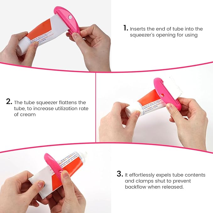 LOVEINUSA Toothpaste Tube Squeezer Dispenser, 4PCS Hanging Tooth Paste Clips Roller Squeezer Holder for Saving Toothpaste Facial Cleanser Creams Paint