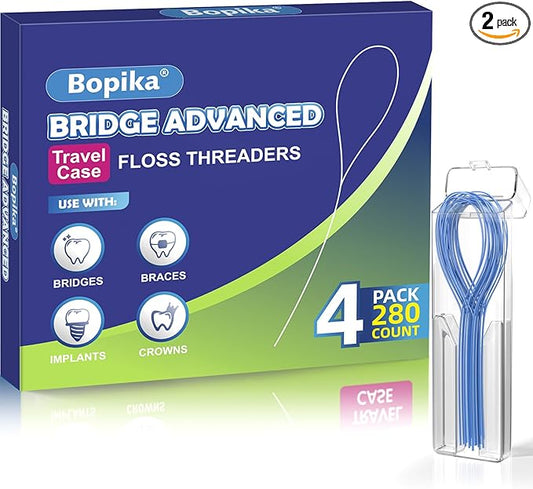 Bopika Floss Threaders Dental Floss for Braces, Bridges, and Implants 280 Count (Pack of 4)