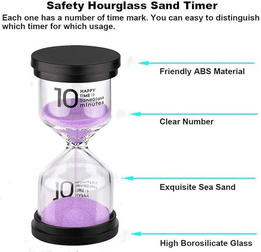 SuLiao Hourglass Sand Timer 10 Minute: Plastic Sand Clock, Purple Sand Watch 10 Min, Large Reloj De Arena 10 Minutos, Colorful Hour Glass Sandglass for Kids, Games, Classroom, Kitchen, Decorative