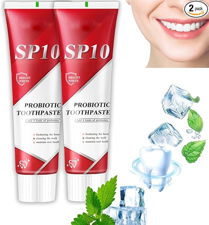 2 Pcs SP10 Probiotic Toothpaste - Ultra Whitening, Brightening, Fresh Breath & Deep Cleaning