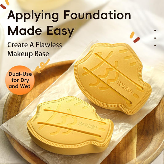 Makeup Sponge Set For Foundation Concealer, Triangle Powder Puff Soft Sponges Blender, Latex Free Blender Sponge For Liquid, Cream, and Powder Seamless & Flawless Makeup (Yellow)