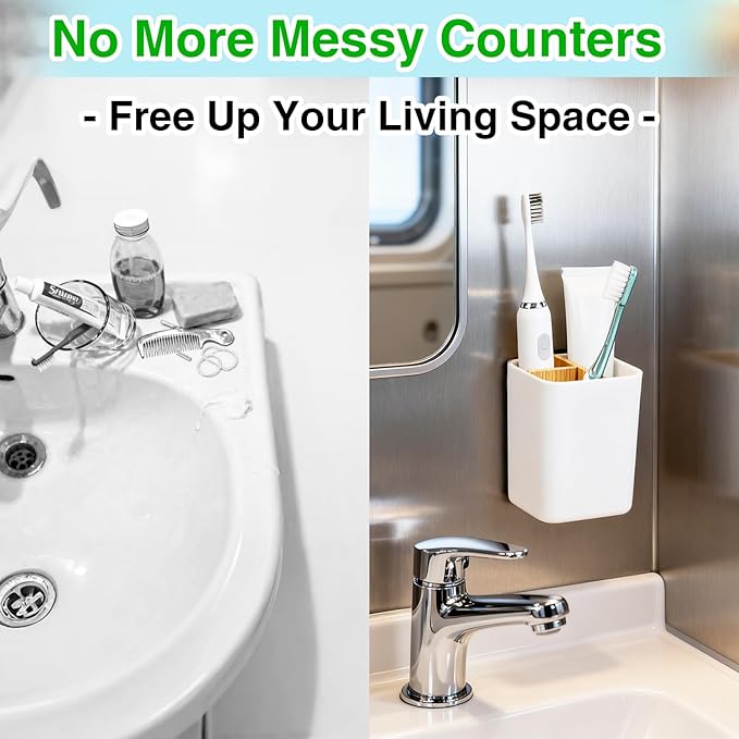 Magnetic Toothbrush Holder for Cruise Ships – 3 Slot Bamboo Bathroom Organizer Cruise Cabin Essentials Must Haves for Royal Caribbean, Alaska, Princess & Carnival (3 Slots)