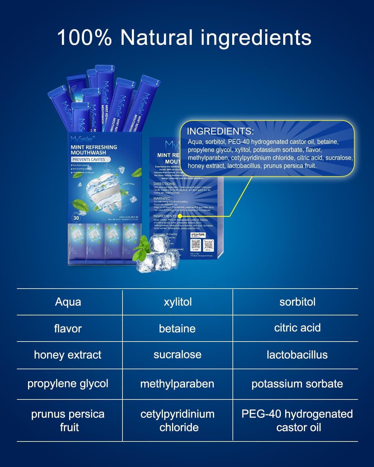 MySmile Mouthwash Alcohol Free, Mouth Wash for Adults, Travel Mouthwash Helps Kill 99% of Bad Breath Germs, Prevents Cavities, Fluoride Free, Fresh Mint, 30 Uses (0.41 Fl Oz (Pack of 60))