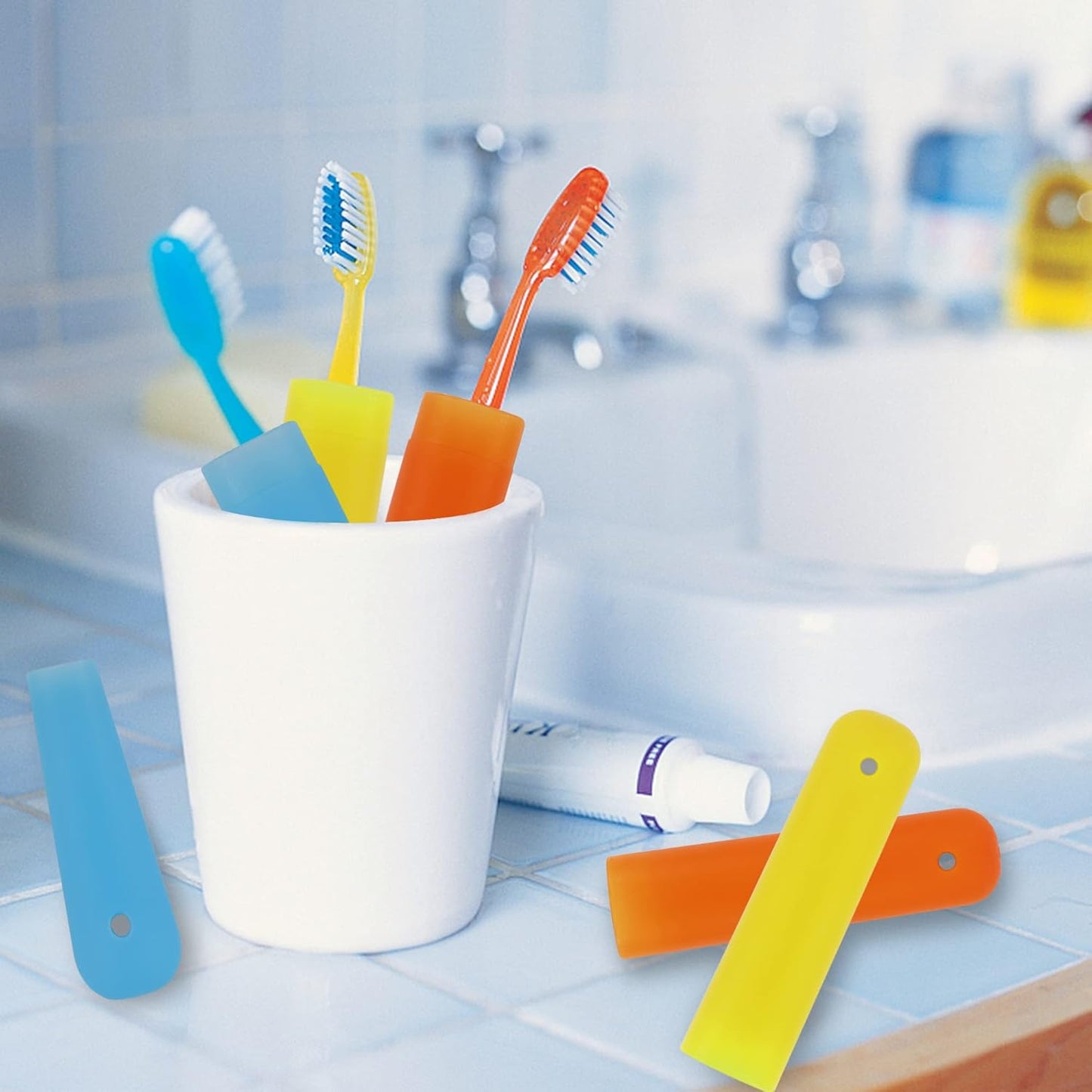 6 Pcs Travel Toothbrush Case Holder, Breathable Portable Toothbrush Container, Multiple Color Clear Toothbrush Holder for Home Trip Camping