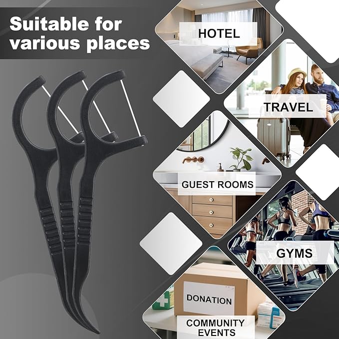 Bulk Floss Picks Dental Floss Sticks Bulk for Teeth, Floss Picks Dental Floss Picks Bulk for Family, Travel, Braces & Sensitive Teeth Dental Hygiene Essentials (500,Black)