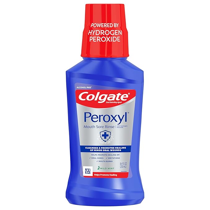 Colgate Peroxyl Antiseptic Mouth Sore Rinse, Alcohol Free, 1.5% Hydrogen Peroxide, Mild Mint, 8.45 Ounce