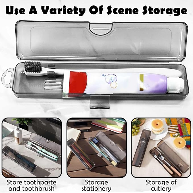 DAUNZMR 4 Pack Toothbrush Case for Traveling, Plastic Portable Tooth Brush Cases Travel 7.87" X 1.85" X 1.18"