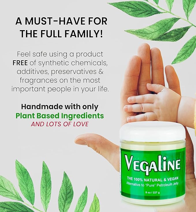 Vegaline - 100% Natural, Vegan & Hypoallergenic Alternative to Petroleum Jelly - Unpetroleum - Lips, Hands, Baby, Makeup Remover and More (4 Ounce)