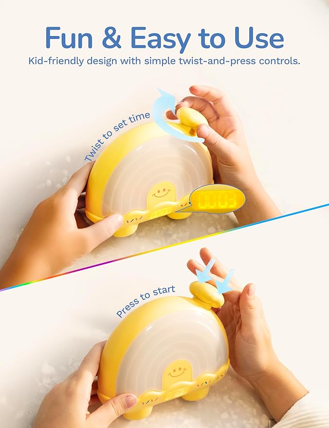 Timer Pal Rainbow Timer for Kids, Visual Timer for Kids with Night Light, Color-Changing Magnetic Visual Timer for Classroom/Calming Corner/Home (Yellow)