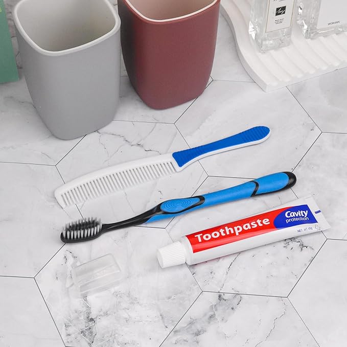 Travel Toothbrushes Kit, Individually Packaged,Toothbrush and Toothpaste Set Bulk, with Comb, Suitable for Hotels, Travel, Business Trip (60 Sets)
