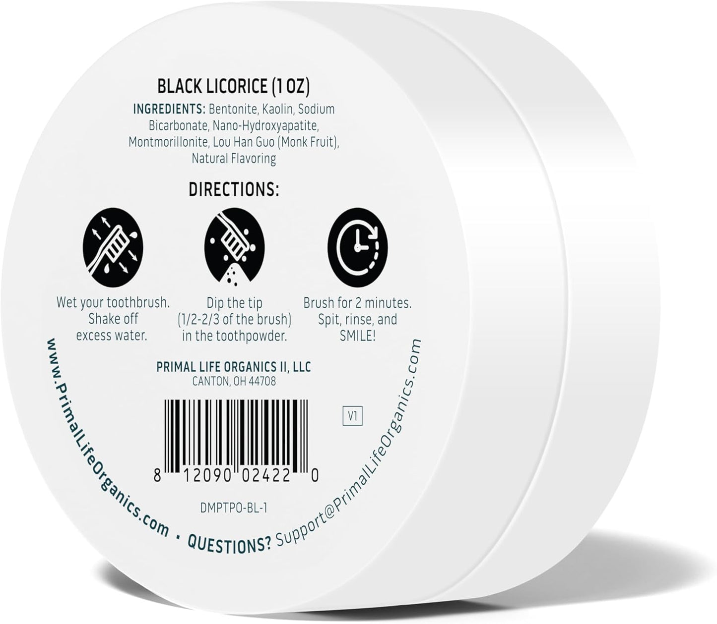 Primal Life Organics - Dirty Mouth Toothpowder, Tooth Cleaning Powder, Flavored Essential Oils with Natural Kaolin & Bentonite Clay, Good for 200+ Brushings, Organic, Vegan (Black Licorice, 1 oz)