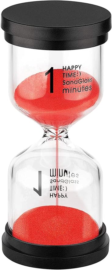 SuLiao 1 Minute Sand Timer, Plastic Red Sand Clock 1 Min, Mini Reloj De Arena One Minuto, Colorful Hourglass Sandglass for Kids, Student, Classroom, Decorative