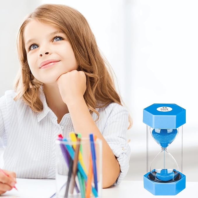 Hourglasses Sand Timer 45 Minutes：Plastic Sand Clock 45 Minutes, Colorful Hour Glasses Sand 45 Min, Blue Giant Sandglass Timer 45 Min for Kids, Games, Classroom, Kitchen, Office Decor