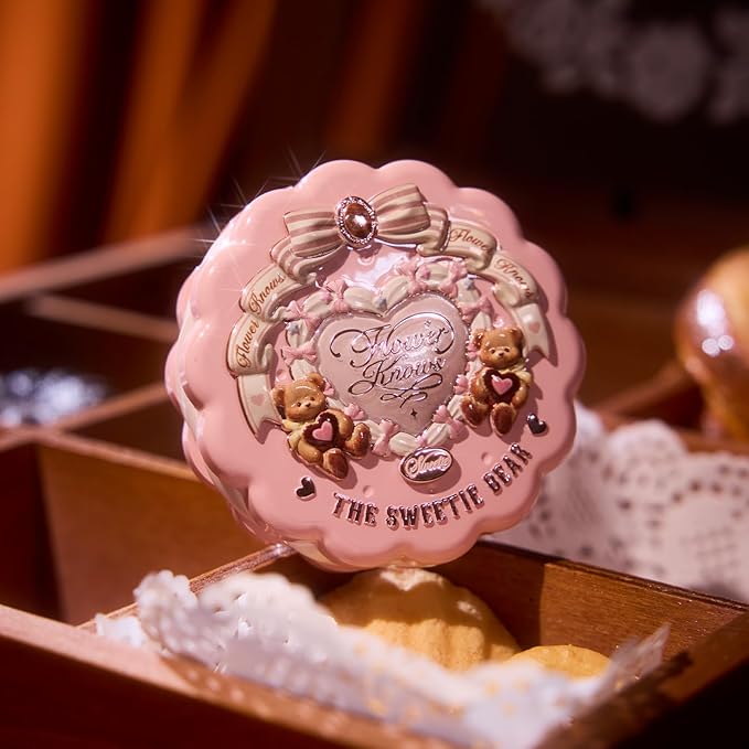 Flower Knows The Sweetie Bear Collection Silk Satin Blush,Seamless Soft Blendable Pressed Powder Pink Blush,Highly Pigmented & Long Lasting Natural Finish,0.18 Oz(03 Rose Chanson)