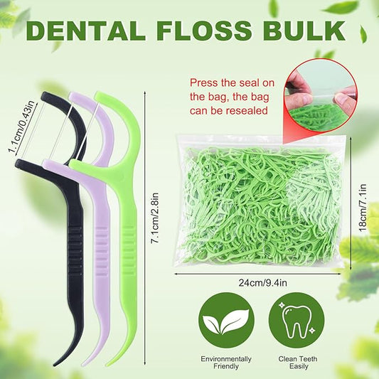 Bulk Floss Picks Dental Floss Sticks Bulk for Teeth, Floss Picks Dental Floss Picks Bulk for Family, Travel, Braces & Sensitive Teeth Dental Hygiene Essentials 1500