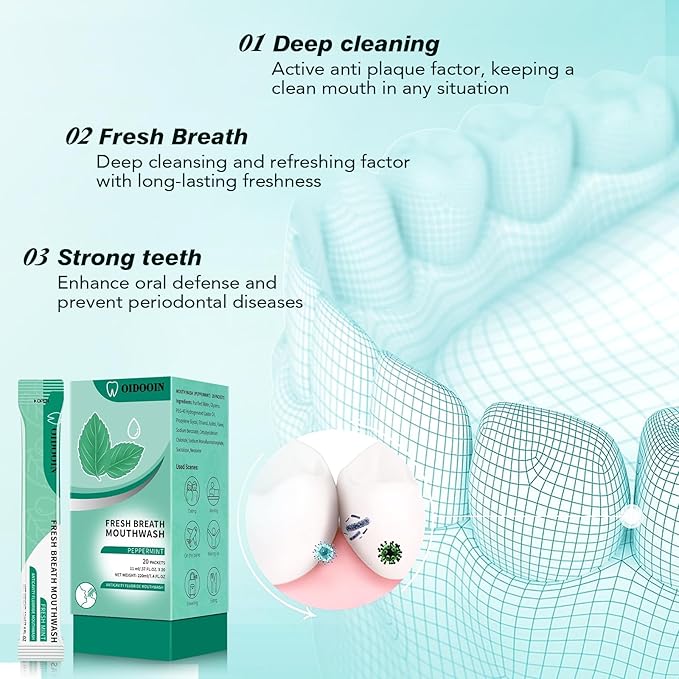 Mouthwash Travel Size Individually Wrapped Fresh Breath Mouthwash Mild Mint Flavor Office Travel Dating Essentials Mouth wash (0.37 Fl OZ(Pack of 20))