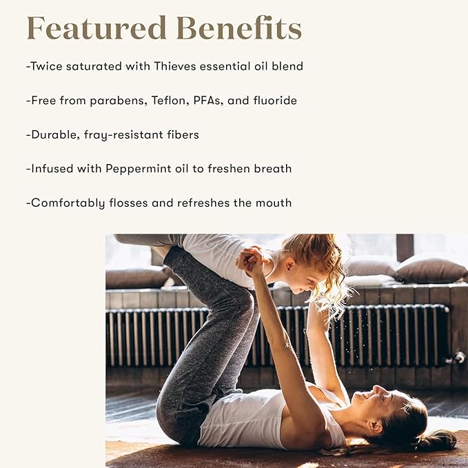 Young Living Thieves Dental Floss | 164 ft | Infused with Thieves Essential Oil Blend | Natural Waxed Floss for Daily Oral Hygiene, Fresh Breath, and a Naturally Clean Feeling | 2 Pack