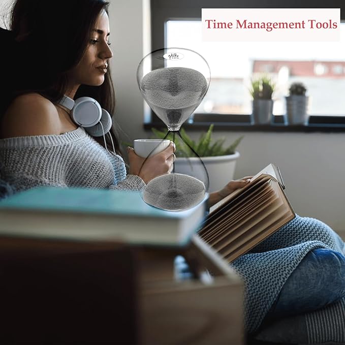 SuLiao Hourglass Sand Timer 10 Minute,5.1 Inch Black Sand Clock 10 Min, Extra Reloj De Arena, Unity Hour Glass Sandglass for Kids, Games, Classroom,Desk, Office Home Decor