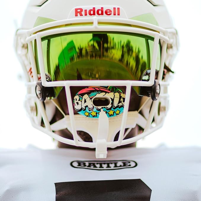 Battle Sports Oxygen Football Mouthguard - Football Mouth Guard with Strap, Superior Airflow & Better Performance, Maximum Breathability, Works with Braces (CBFW)