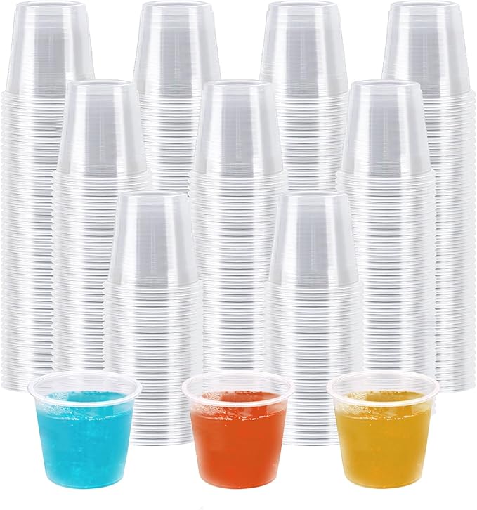 1000 Pack 1 oz Plastic Cups, Clear Disposable Plastic Cups Bulk, Small Medicine Cup 1 Ounce, Condiment Cup for Sauce, Sample Tasting, Wine Tasting,Food Samples