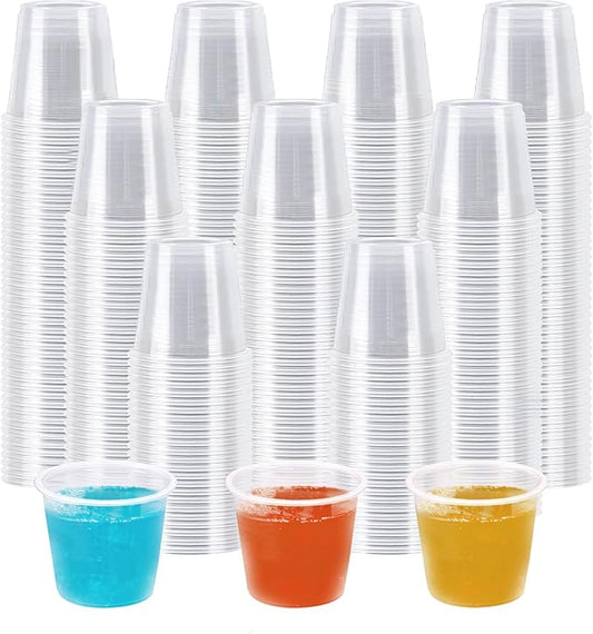 1000 Pack 1 oz Plastic Cups, Clear Disposable Plastic Cups Bulk, Small Medicine Cup 1 Ounce, Condiment Cup for Sauce, Sample Tasting, Wine Tasting,Food Samples