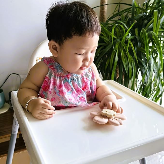 Suction Spinning Toy, Silicone Toddler Sensory Toys for Bath Toys Birthday Gift (Mustard&Blush)