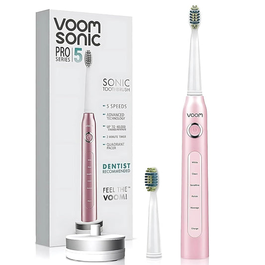 Voom Sonic Pro 5 Electric Toothbrush for Adults - Ultrasonic Electric Toothbrushes with Replacment Brush Head, Dentist Recommended Power Sonic Toothbrush with 5 Modes