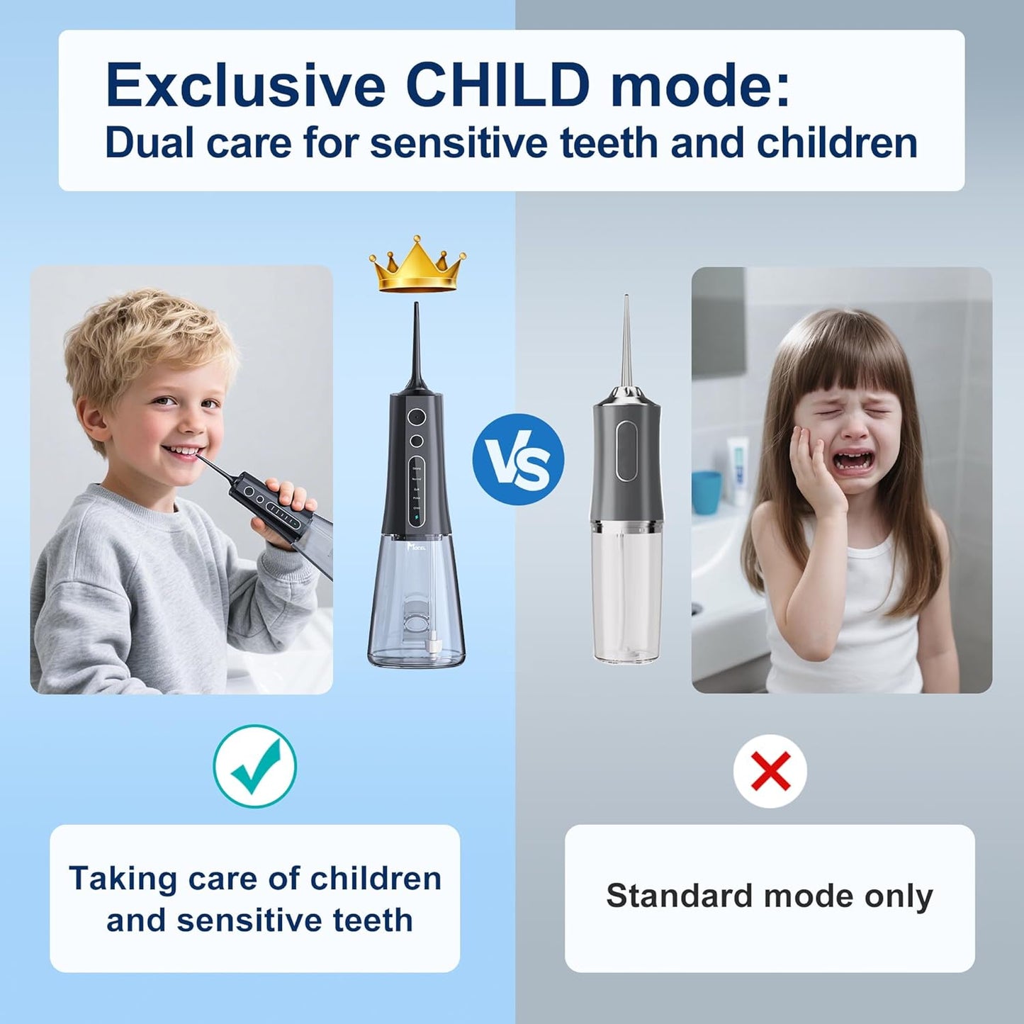 Water Dental Flosser OLED Display Cordless Teeth Cleaning MOCEL 5 Modes Oral Irrigator 300ML Portable and USB C Rechargeable IPX7 Waterproof Floss Teeth Pick (Black)