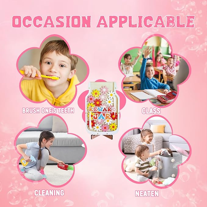 Flower Magnetic Reward Jar for Kids,Classroom Reward System,Reward jar Classroom,Behaviour Incentive System for Toddlers (Flowers)