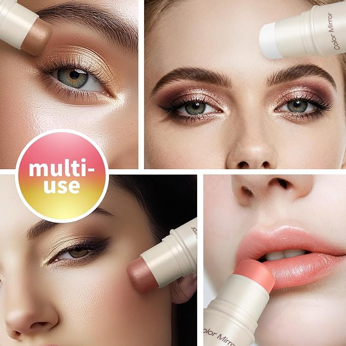 Multi-Use Makeup Stick - Blush, Lipstick, Eyeshadow & Highlighter For All Skin, Buildable Color, Long-Lasting, Lightweight, Natural Soft Finish(03 Tulip Shimmer), 0.158 oz