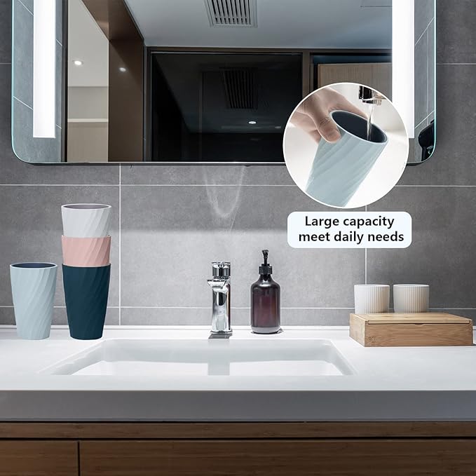 Unbreakable Bathroom Tumbler Cup, Reusable Toothbrush, Toothbrush Holder Organizer, Portable Mouthwash, Dental Rinsing Cup, Multi-Functional Gargling Drinking or Home Travel (White)