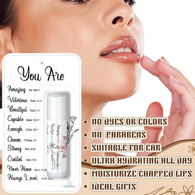 25 Pack Christian Religious Gifts Bulk Bible Verse Lip Balms 5 Flavor for Women Men Christian Religious Church Party Favors with Scripture Inspirational Gifts for Coworkers Staff (Classic)