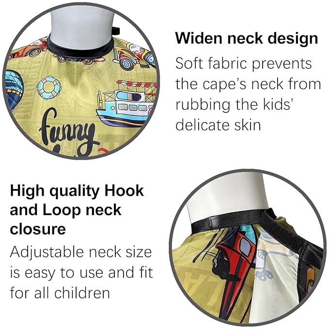 Hair cutting Capes for Kids Waterproof Salon Capes Shampoo Capes for Boys Girls Children - 39"× 51" (Traffic Vehicle Desgin)