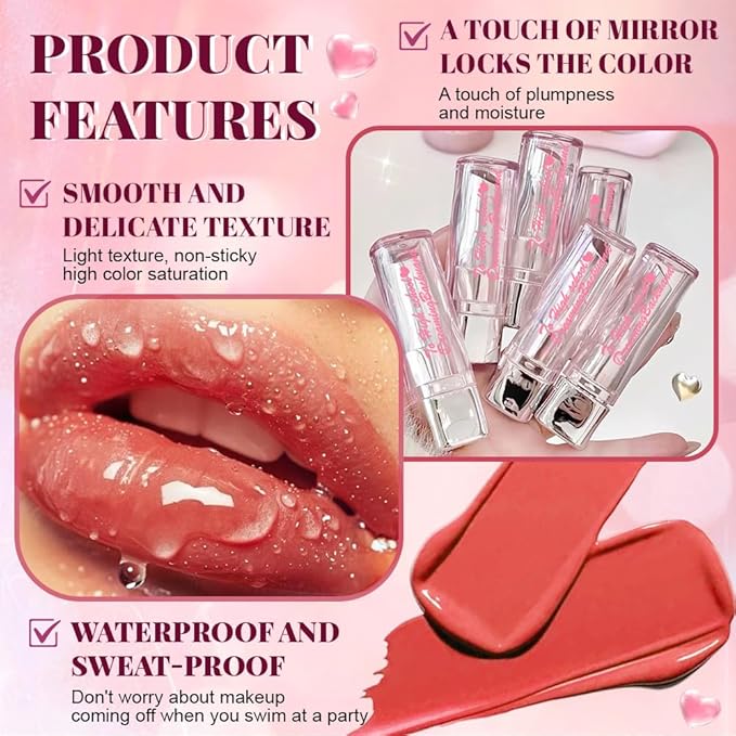 Rose Plumper Moisturizing Butter Lipstick for Women, Natural Tinted Lip Balm Shine Nourishing Hydrating Lip Gloss Stain for Dry Lips, Lightweight Lip Liner Care Makeup,Vegan 1Pc Rose Bean Paste