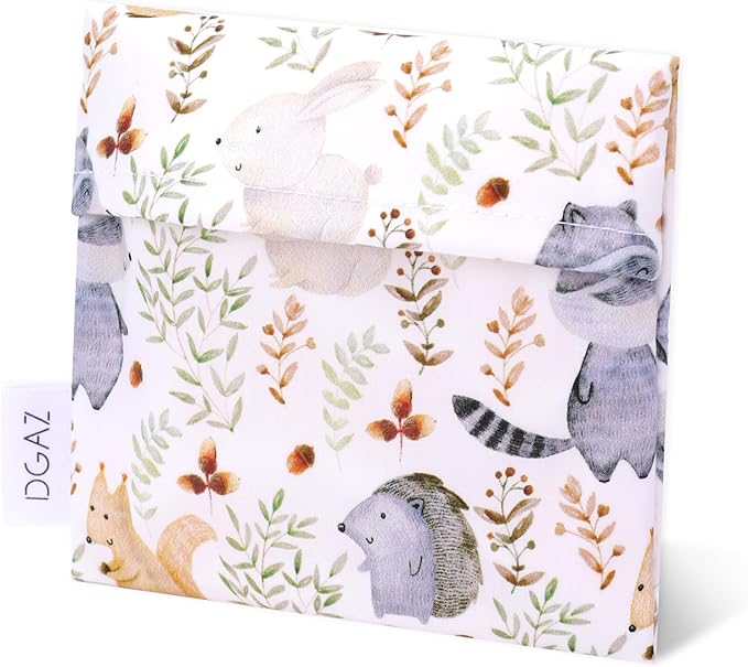 DGAZ Sanitary Napkin Storage Bag, Period Bag for Teen Aged Girls, Portable Period Bag for Panty Liners/Menstrual Cup/Small Tampons，Mini Makeup Bag for Purse(Zoo)