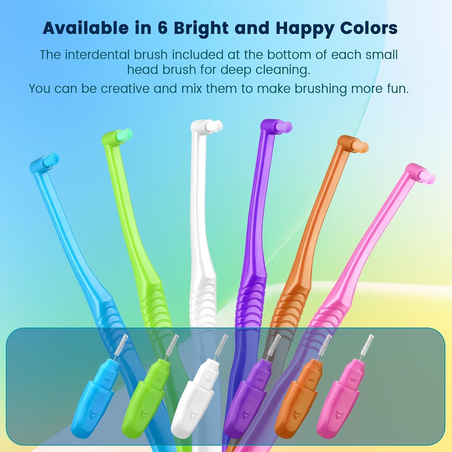 Fregum 2 in 1 End Tuft Toothbrush with Interdental Brush for Orthodontic, Braces, Implants, Retainers, Back Teeth, and Wisdom Teeth, Soft Bristles, 6 Pcs