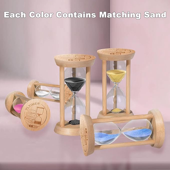 30 Minute Wooden Sand Timers, Bamboo Black Sand Hourglass for Productivity, Meditation & Decor, 30 Min Reloj De Arena for Kitchen, Office, Yoga, Game, Classroom