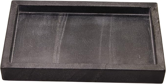 Natural Black Marble Tray for Bathroom | Kitchen | Vanity | Desktop, Stone Organizer for Coffee Table, Dresser, Nightstand, Candles, Soap, Towel, Plant, Jewelry (10" x 6"), Rectangular