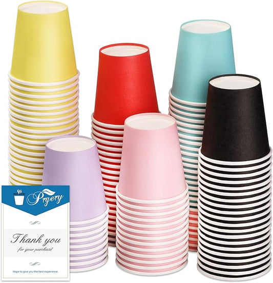 120 Count 3oz Colorful Paper Cups,Mouthwash Cups, Disposable Bathroom Cups,Small Paper Cups 3oz Ideal for Bathroom,Supermarket,Birthday Party,Picnic and BBQ(Mixed Colors)