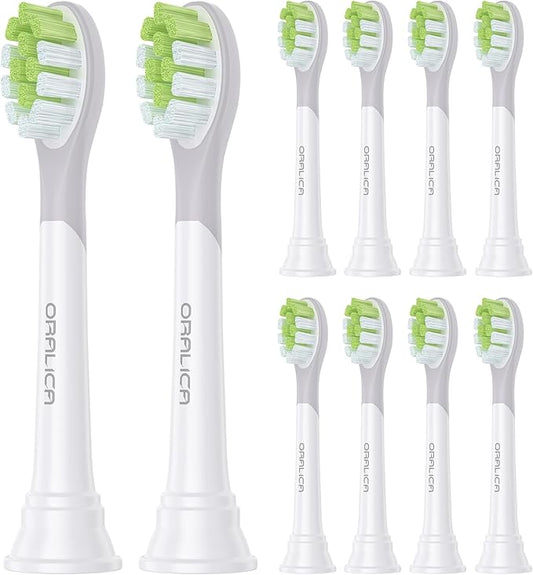 Japanese Brand Whitening Replacement Toothbrush Heads, Compatible with Philips Sonicare Click-on Handles, 10 Pack, Medium, with Tongue Cleaner (CA668, White)